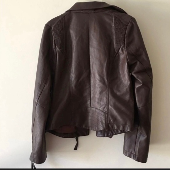 Jessica Simpson Girls Brown Collared Leather Jacket - Picture 3 of 6